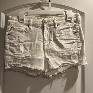 American Eagle Outfitters White Distressed Denim Cutoff Shorts